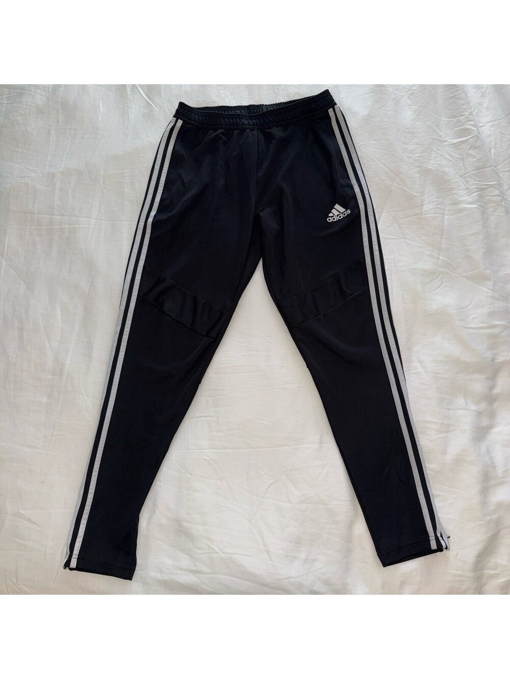 Adidas Black Track Pants Soccer Pants with White Stripes Large